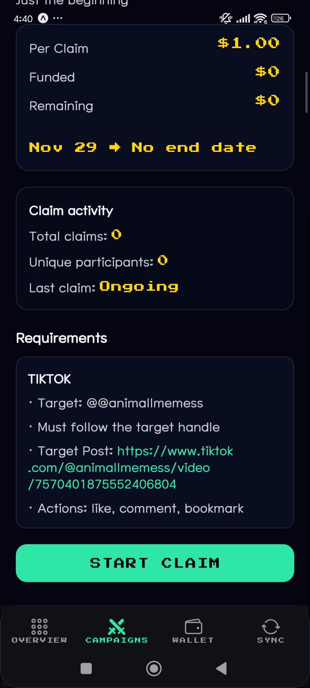SoQu app — Claim screen