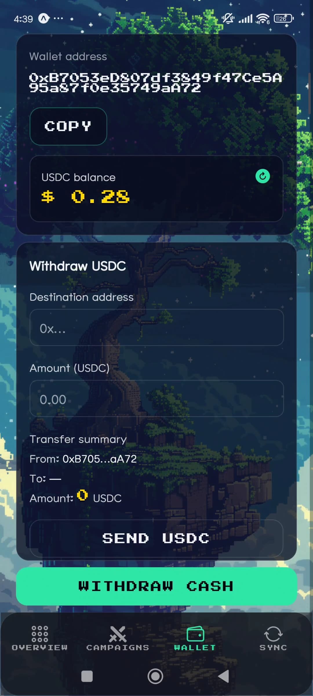 SoQu app — Wallet screen